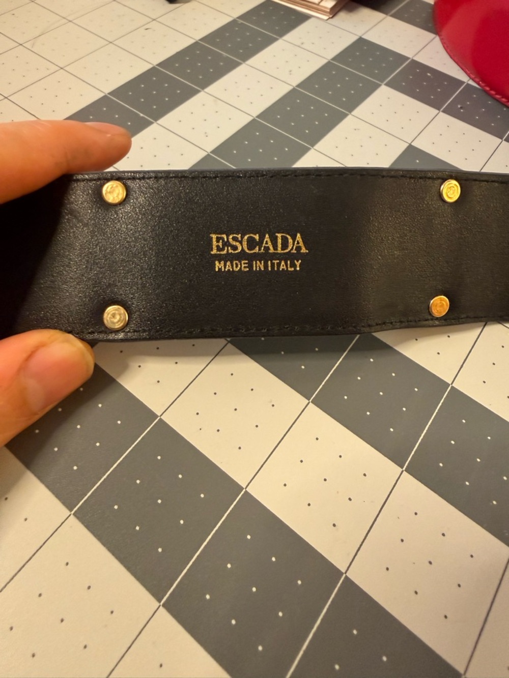Escada Navy Blue Suede Gold Statement Belt Size 38 Made in Italy - Picture 3 of 3